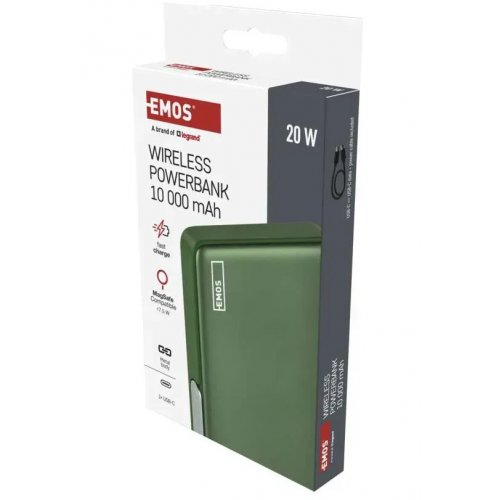 Powerbank Emos MagSafe 10000mAh 20W (B0552AG) Alpine Green купить в Украине: Киев, Днепр, Харьков, Одесса  | Низкая цена, отзывы, характеристики от TELEMART фото