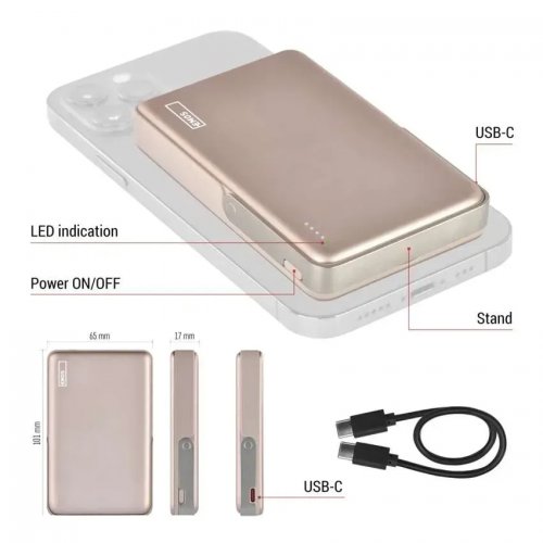 Powerbank Emos MagSafe 10000mAh 20W (B0552RG) Rose Gold купить в Украине: Киев, Днепр, Харьков, Одесса  | Низкая цена, отзывы, характеристики от TELEMART фото