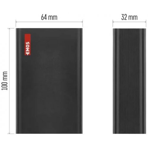 Powerbank Emos 20000mAh 65W (B0560B) Black купити в Україні: Київ, Львів, Хмельницький, Тернопіль, Івано-Франківськ | Низька ціна, відгуки, характеристики від TELEMART фото