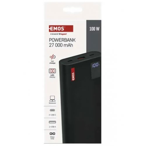 Powerbank Emos 27000mAh 100W (B0561B) Black купити в Україні: Київ, Львів, Хмельницький, Тернопіль, Івано-Франківськ | Низька ціна, відгуки, характеристики від TELEMART фото