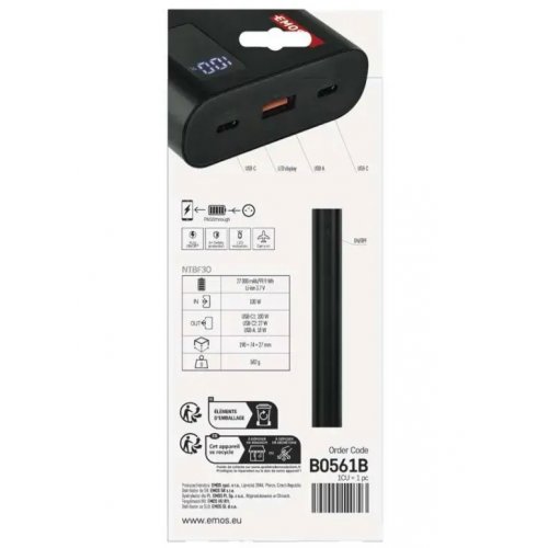 Powerbank Emos 27000mAh 100W (B0561B) Black купити в Україні: Київ, Львів, Хмельницький, Тернопіль, Івано-Франківськ | Низька ціна, відгуки, характеристики від TELEMART фото