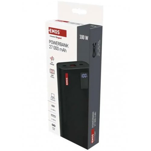 Powerbank Emos 27000mAh 100W (B0561B) Black купити в Україні: Київ, Львів, Хмельницький, Тернопіль, Івано-Франківськ | Низька ціна, відгуки, характеристики від TELEMART фото