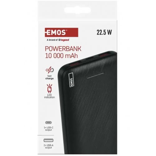 Powerbank Emos 10000mAh 22.5W (B0571B) Black купить в Украине: Киев, Днепр, Харьков, Одесса  | Низкая цена, отзывы, характеристики от TELEMART фото