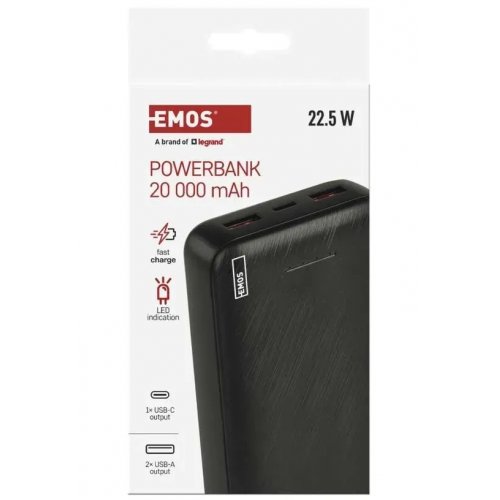 Powerbank Emos 20000mAh 22.5W (B0572B) Black купить в Украине: Киев, Днепр, Харьков, Одесса  | Низкая цена, отзывы, характеристики от TELEMART фото