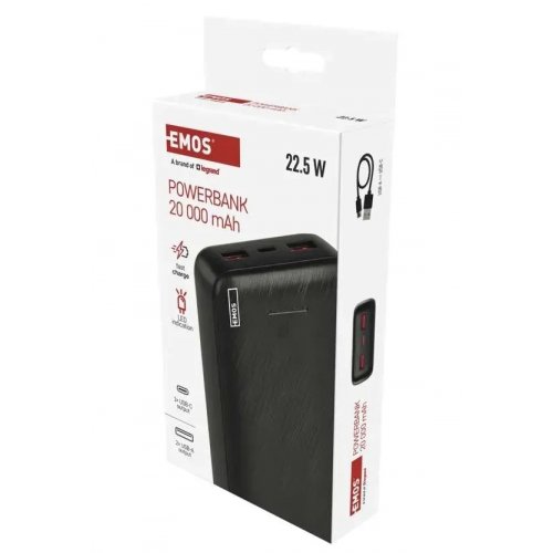 Powerbank Emos 20000mAh 22.5W (B0572B) Black купить в Украине: Киев, Днепр, Харьков, Одесса  | Низкая цена, отзывы, характеристики от TELEMART фото