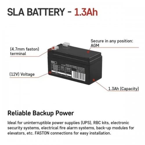 Аккумуляторная батарея Emos 12V 1.3Ah (B9652) купить в Украине | Telemart фото