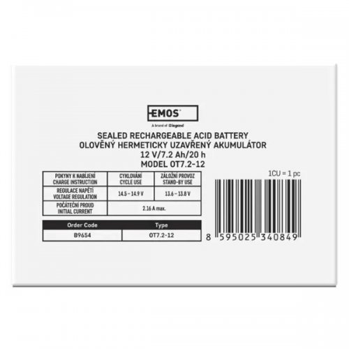 Аккумуляторная батарея Emos 12V 7.2Ah (B9654) купить в Украине | Telemart фото