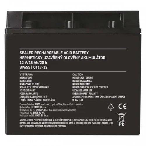 Аккумуляторная батарея Emos 12V 18Ah (B9655) купить в Украине | Telemart фото