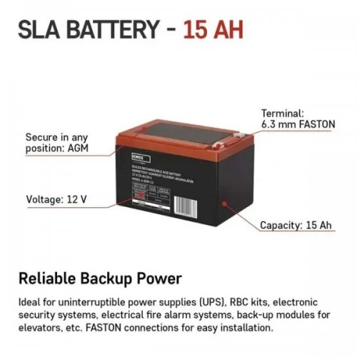 Аккумуляторная батарея Emos 12V 15Ah (B9656V) купить в Украине | Telemart фото