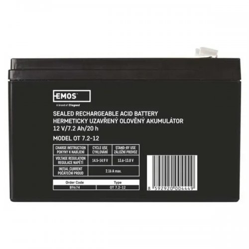 Аккумуляторная батарея Emos 12V 7.2Ah (B9674) купить в Украине | Telemart фото