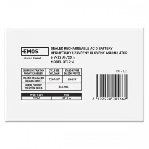 Аккумуляторная батарея Emos 6V 12Ah (B9682) купить в Украине | Telemart фото