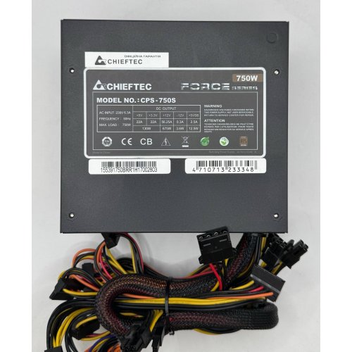 Блок живлення CHIEFTEC Force 750W (CPS-750S) (Відновлено продавцем, 892043) купити в Україні: Київ, Львів, Хмельницький, Тернопіль, Івано-Франківськ | Перевірка сумісності, низька ціна, відгуки, характеристики від TELEMART фото