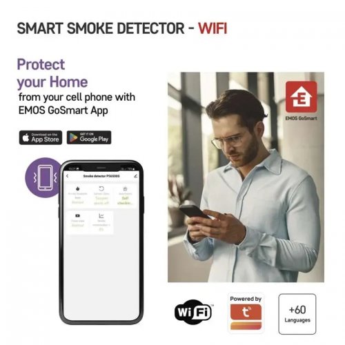 Датчик дыма Emos P56500S Wi-Fi купить в Украине: Киев, Днепр, Харьков, Одесса  | Низкая цена, отзывы, характеристики от TELEMART фото
