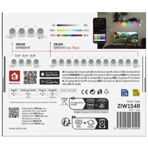 Комплект расширения разумного LED-освещения Emos ZIW154R Wi-Fi для стартового набора ZIW15CR купить в Украине: Киев, Днепр, Харьков, Одесса  | Низкая цена, отзывы, характеристики от TELEMART фото