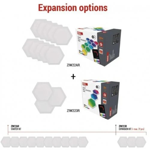 Комплект умного светодиодного освещения Emos ZIW223R HEXAGON Wi-Fi RGBIC купить в Украине: Киев, Днепр, Харьков, Одесса  | Низкая цена, отзывы, характеристики от TELEMART фото