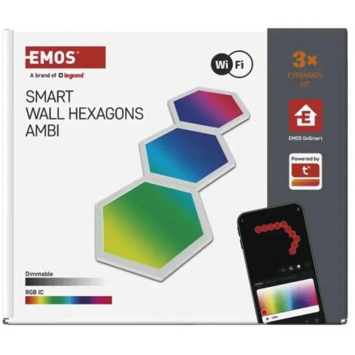 Комплект умного светодиодного освещения Emos ZIW223R HEXAGON Wi-Fi RGBIC купить в Украине: Киев, Днепр, Харьков, Одесса  | Низкая цена, отзывы, характеристики от TELEMART фото