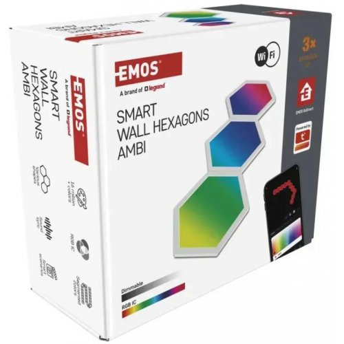 Комплект умного светодиодного освещения Emos ZIW223R HEXAGON Wi-Fi RGBIC купить в Украине: Киев, Днепр, Харьков, Одесса  | Низкая цена, отзывы, характеристики от TELEMART фото