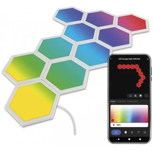 Комплект умного светодиодного освещения Emos ZIW22AR HEXAGON Wi-Fi RGBIC купить в Украине: Киев, Днепр, Харьков, Одесса  | Низкая цена, отзывы, характеристики от TELEMART фото