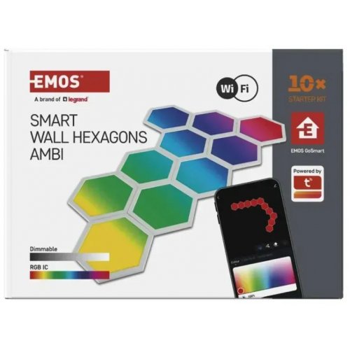 Комплект умного светодиодного освещения Emos ZIW22AR HEXAGON Wi-Fi RGBIC купить в Украине: Киев, Днепр, Харьков, Одесса  | Низкая цена, отзывы, характеристики от TELEMART фото