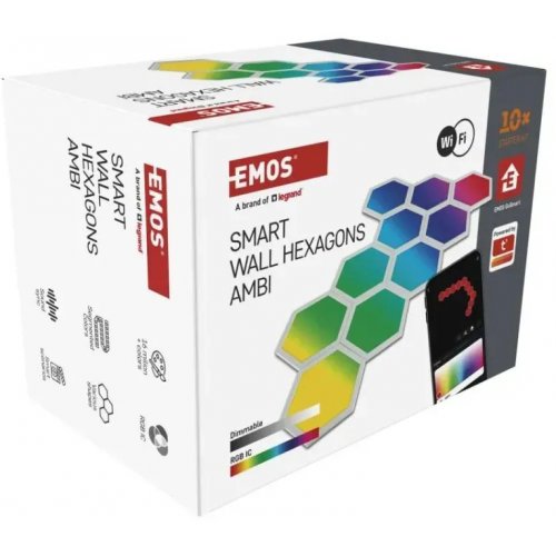 Комплект умного светодиодного освещения Emos ZIW22AR HEXAGON Wi-Fi RGBIC купить в Украине: Киев, Днепр, Харьков, Одесса  | Низкая цена, отзывы, характеристики от TELEMART фото