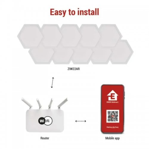 Комплект умного светодиодного освещения Emos ZIW22AR HEXAGON Wi-Fi RGBIC купить в Украине: Киев, Днепр, Харьков, Одесса  | Низкая цена, отзывы, характеристики от TELEMART фото