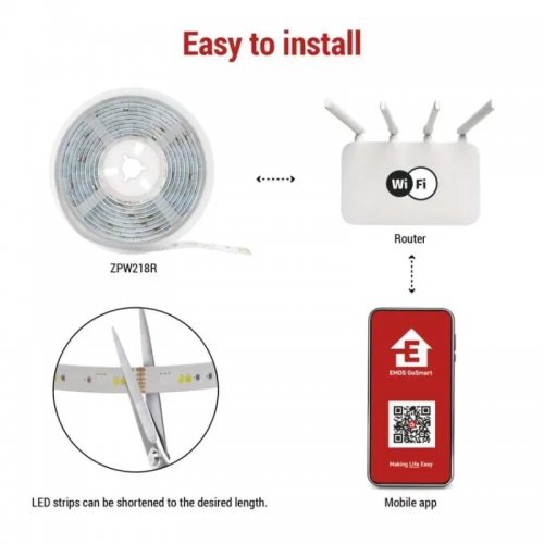 Світлодіодна стрічка Emos ZPW218R GoSmart Wi-Fi купити в Україні: Київ, Львів, Хмельницький, Тернопіль, Івано-Франківськ | Низька ціна, відгуки, характеристики від TELEMART фото