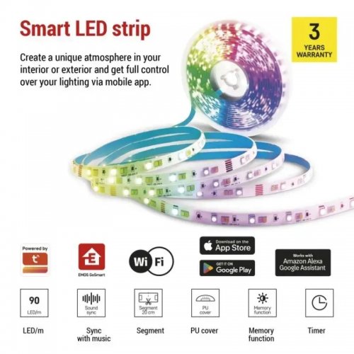 Світлодіодна стрічка Emos ZPW218R GoSmart Wi-Fi купити в Україні: Київ, Львів, Хмельницький, Тернопіль, Івано-Франківськ | Низька ціна, відгуки, характеристики від TELEMART фото