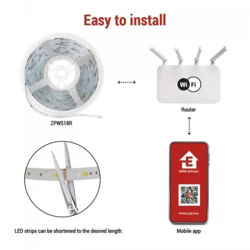 Світлодіодна стрічка Emos ZPW518R GoSmart Wi-Fi купити в Україні: Київ, Львів, Хмельницький, Тернопіль, Івано-Франківськ | Низька ціна, відгуки, характеристики від TELEMART фото