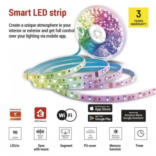 Світлодіодна стрічка Emos ZPW518R GoSmart Wi-Fi купити в Україні: Київ, Львів, Хмельницький, Тернопіль, Івано-Франківськ | Низька ціна, відгуки, характеристики від TELEMART фото