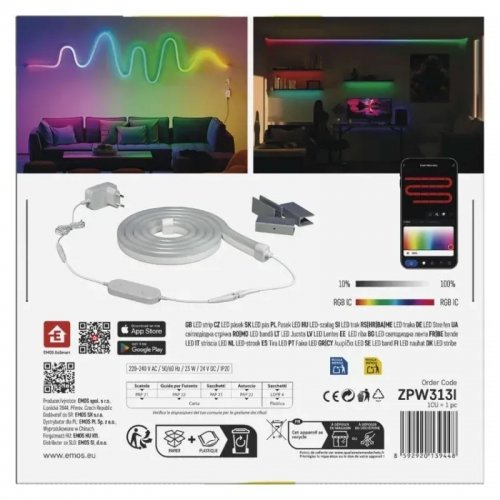 Розумна гнучка світлодіодна стрічка Emos ZPW313I NEON RGBIC Wi-Fi купити в Україні: Київ, Львів, Хмельницький, Тернопіль, Івано-Франківськ | Низька ціна, відгуки, характеристики від TELEMART фото