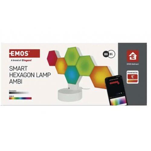 Розумна декоративн світлодіодна настільна лампа Emos ZIW426R HEXAGON RGBIC Wi-Fi купити в Україні: Київ, Львів, Хмельницький, Тернопіль, Івано-Франківськ | Низька ціна, відгуки, характеристики від TELEMART фото