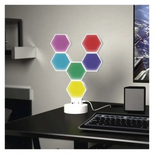Розумна декоративн світлодіодна настільна лампа Emos ZIW426R HEXAGON RGBIC Wi-Fi купити в Україні: Київ, Львів, Хмельницький, Тернопіль, Івано-Франківськ | Низька ціна, відгуки, характеристики від TELEMART фото