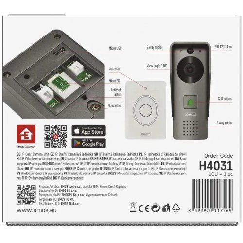Розумний бездротовий відеодзвінок Emos H4031 GoSmart Wi-Fi купити в Україні | Telemart фото
