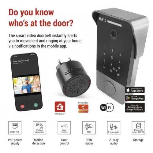 Умный беспроводной видеозвонок Emos H4034 IP-21PoE Wi-Fi купить в Украине | Telemart фото