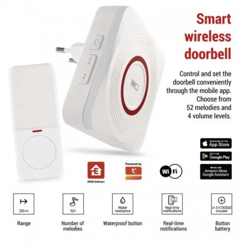 Розумний бездротовий дверний дзвінок Emos P5735WS Wi-Fi купити в Україні | Telemart фото