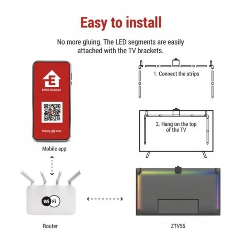 Освещение для телевизора Emos ZTV55 GoSmart Ambient LED RGB 55“ (139 см) купить в Украине | Telemart фото