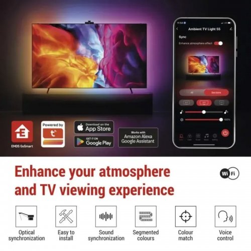 Освещение для телевизора Emos ZTV55 GoSmart Ambient LED RGB 55“ (139 см) купить в Украине | Telemart фото