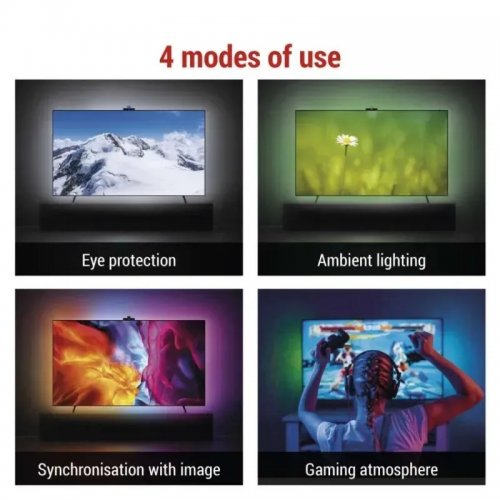 Освітлення для телевізора Emos ZTV75 GoSmart Ambient LED RGB 75“ (189 см) купити в Україні | Telemart фото