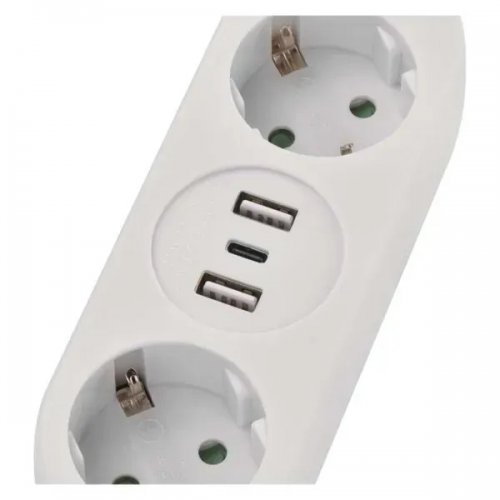 Мережевий подовжувач Emos 1.5 м 2 розетки + 2 x USB + 1 x USB Type-C (P0221U) купити в Україні: Київ, Львів, Хмельницький, Тернопіль, Івано-Франківськ | Низька ціна, відгуки, характеристики від TELEMART фото