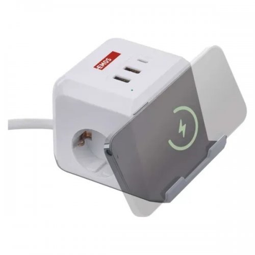 Мережевий подовжувач Emos 2 м 2 розетки + 2 x USB + 1 x USB Type-C (P0222CQ) купити в Україні: Київ, Львів, Хмельницький, Тернопіль, Івано-Франківськ | Низька ціна, відгуки, характеристики від TELEMART фото