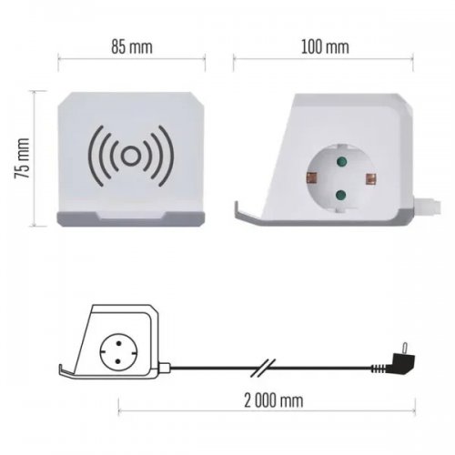 Мережевий подовжувач Emos 2 м 2 розетки + 2 x USB + 1 x USB Type-C (P0222CQ) купити в Україні: Київ, Львів, Хмельницький, Тернопіль, Івано-Франківськ | Низька ціна, відгуки, характеристики від TELEMART фото