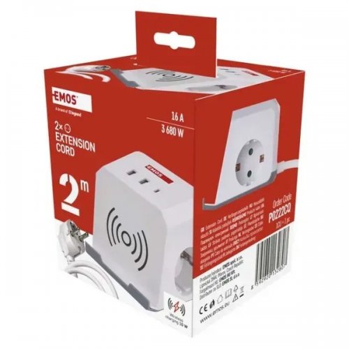 Мережевий подовжувач Emos 2 м 2 розетки + 2 x USB + 1 x USB Type-C (P0222CQ) купити в Україні: Київ, Львів, Хмельницький, Тернопіль, Івано-Франківськ | Низька ціна, відгуки, характеристики від TELEMART фото