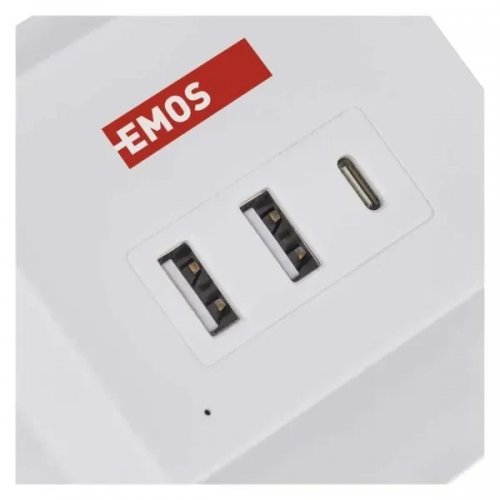 Мережевий подовжувач Emos 2 м 2 розетки + 2 x USB + 1 x USB Type-C (P0222CQ) купити в Україні: Київ, Львів, Хмельницький, Тернопіль, Івано-Франківськ | Низька ціна, відгуки, характеристики від TELEMART фото