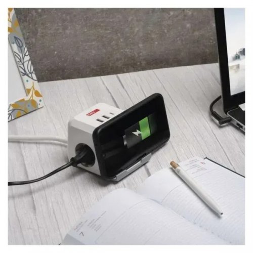 Мережевий подовжувач Emos 2 м 2 розетки + 2 x USB + 1 x USB Type-C (P0222CQ) купити в Україні: Київ, Львів, Хмельницький, Тернопіль, Івано-Франківськ | Низька ціна, відгуки, характеристики від TELEMART фото