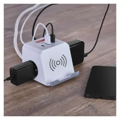 Мережевий подовжувач Emos 2 м 2 розетки + 2 x USB + 1 x USB Type-C (P0222CQ) купити в Україні: Київ, Львів, Хмельницький, Тернопіль, Івано-Франківськ | Низька ціна, відгуки, характеристики від TELEMART фото