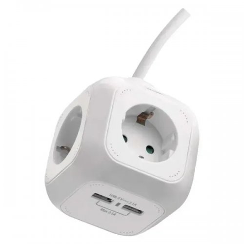 Мережевий подовжувач Emos 1.9 м 4 розетки + 2 x USB (P04219GU) купити в Україні: Київ, Львів, Хмельницький, Тернопіль, Івано-Франківськ | Низька ціна, відгуки, характеристики від TELEMART фото