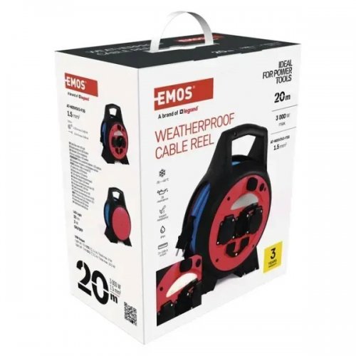 Сетевой удлинитель на катушке Emos 20 м 3 розетки + 2 x USB (P08620W) купить в Украине: Киев, Днепр, Харьков, Одесса  | Низкая цена, отзывы, характеристики от TELEMART фото