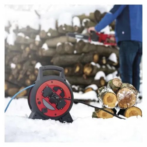Сетевой удлинитель на катушке Emos 20 м 3 розетки + 2 x USB (P08620W) купить в Украине: Киев, Днепр, Харьков, Одесса  | Низкая цена, отзывы, характеристики от TELEMART фото