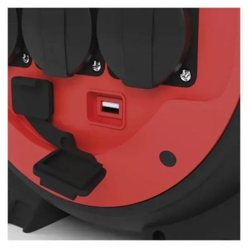 Сетевой удлинитель на катушке Emos 20 м 3 розетки + 2 x USB (P08620W) купить в Украине: Киев, Днепр, Харьков, Одесса  | Низкая цена, отзывы, характеристики от TELEMART фото