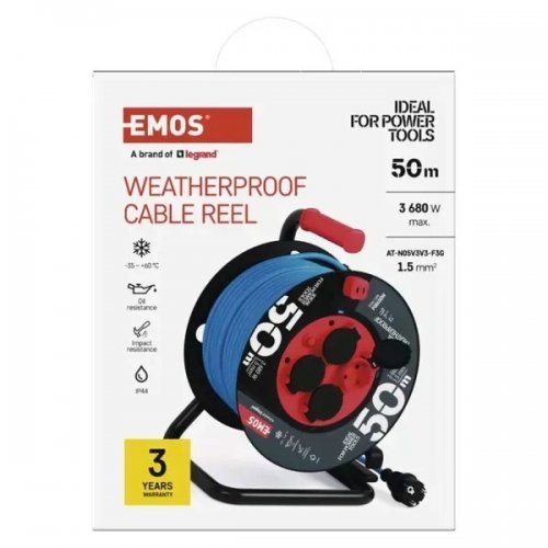 Сетевой удлинитель на катушке Emos 50 м 4 розетки (P08650W) купить в Украине: Киев, Днепр, Харьков, Одесса  | Низкая цена, отзывы, характеристики от TELEMART фото